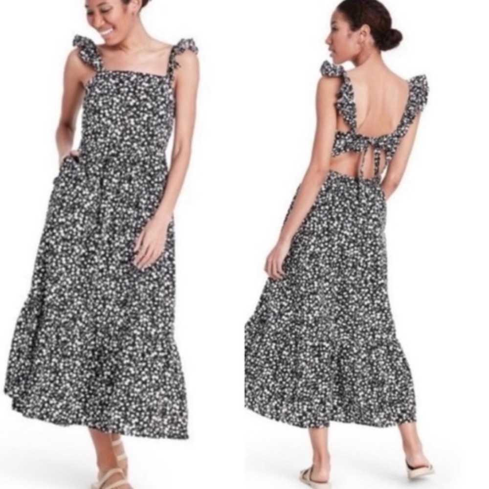 RIXO for Target floral black and white midi dress